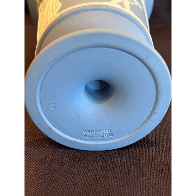 Mid 20th Century Mid 20th Century Wedgwood Portland Blue Jasperware Vase With Classical Relief, England For Sale - Image 5 of 13