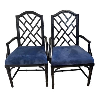 Chinoiserie Faux Bamboo Dining Chairs by Century Furniture- A Pair For Sale