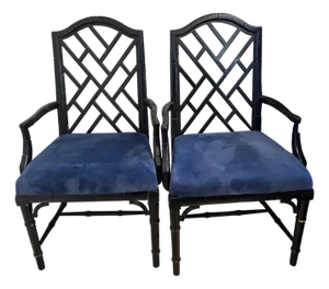 Chinoiserie Faux Bamboo Dining Chairs by Century Furniture- A Pair