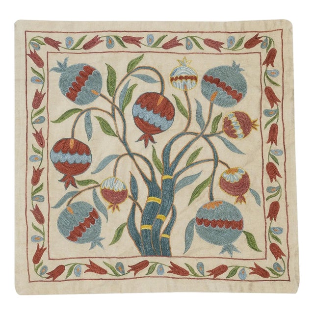 21"x21" 100% Silk Embroidered Cushion Cover. New Toss Pillow. Modern Lace Pillow For Sale