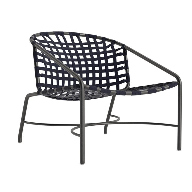 Brown Jordan Kantan Aluminum Suncloth Lounge Chair, Textured Pewter frame with Marine fabric For Sale - Image 12 of 12