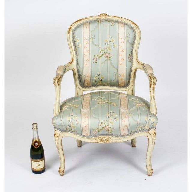Set of Louis Revival French Painted Armchairs, 19th Century For Sale - Image 17 of 18