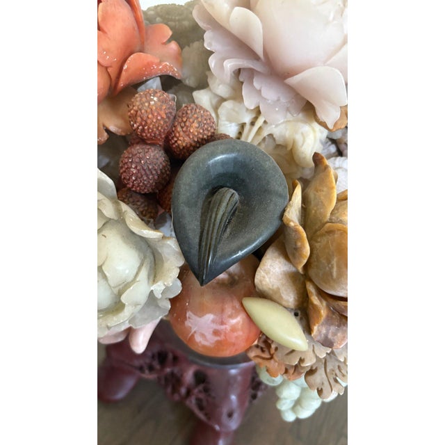 Chinoiserie Monumental 31-Inch Chinese Hand-Carved Soapstone Basket of Abundance Sculpture For Sale - Image 3 of 13