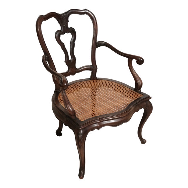 Wooden Armchair with Vienna Straw Seat, 1900s For Sale