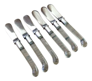 Six Glass and Silver Plated Knives - Set of 6