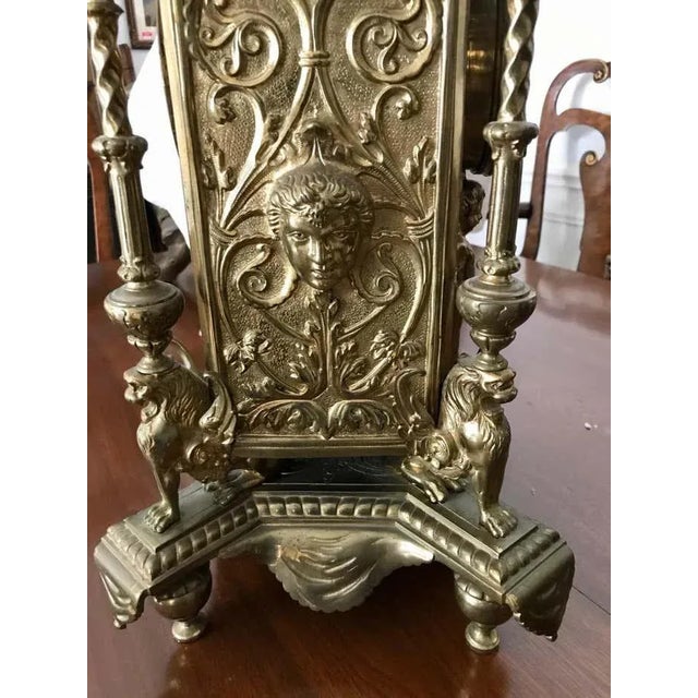 19th Century Large 19th Century Brass Clock For Sale - Image 5 of 12