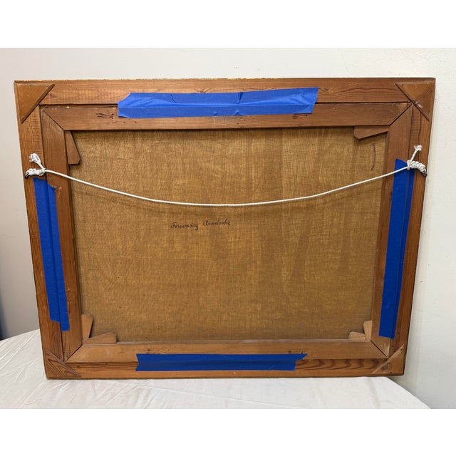 Large Antique 1919 Original Finn Wennerwald Landscape Marsh Woods Trail Painting For Sale - Image 9 of 12