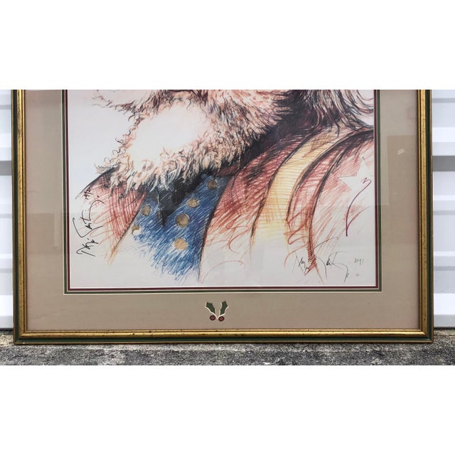 Red Vintage 1991 "Saint Nicholas" Ramon Santiago Hand Signed Framed Christmas Art Print For Sale - Image 8 of 13