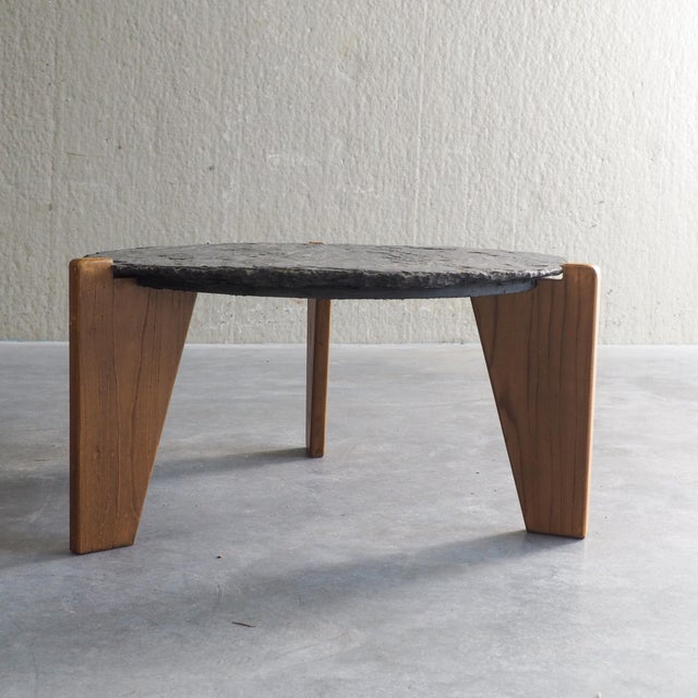 Gray Brutalist Slate and Pine Side Tables, 1970s, Set of 2 For Sale - Image 8 of 18