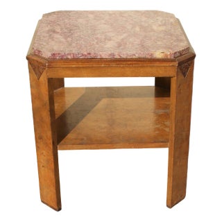 Art Deco Table with Pink Marble For Sale