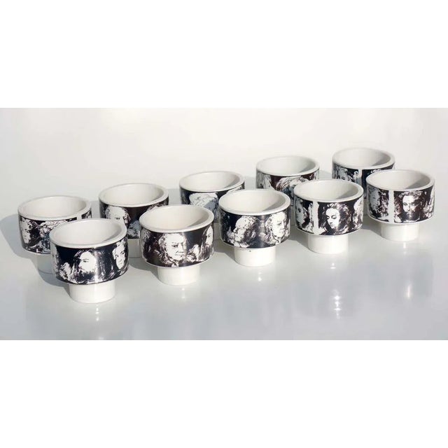 Black and White Ceramic Bowls by Pietro Annigoni for Porcellane Eva Sud, 1960s, Set of 10, in Very Good conditions....