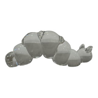 1980s Clear Crystal Glass Caterpillar Figurine Art Glass Animal Paperweight For Sale