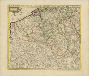 Antique Map of Belgium and Northern France by F. De Wit, 1680