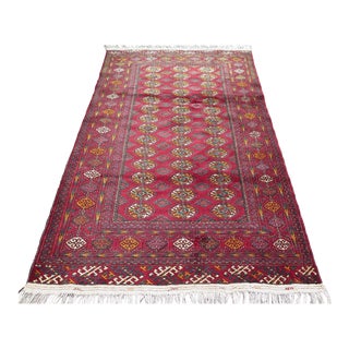 Turkish Red Handwoven Turkoman Teppich - 50"x80" For Sale