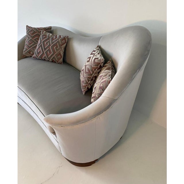 Art Deco Italian Grey Velvet and Macassar Sofa, 1950s For Sale - Image 6 of 11