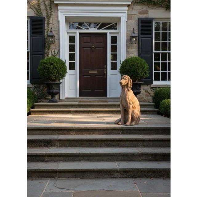 Terra Cotta Antique-Inspired Terracotta Seated Setter or Spaniel Garden Statue For Sale - Image 8 of 10