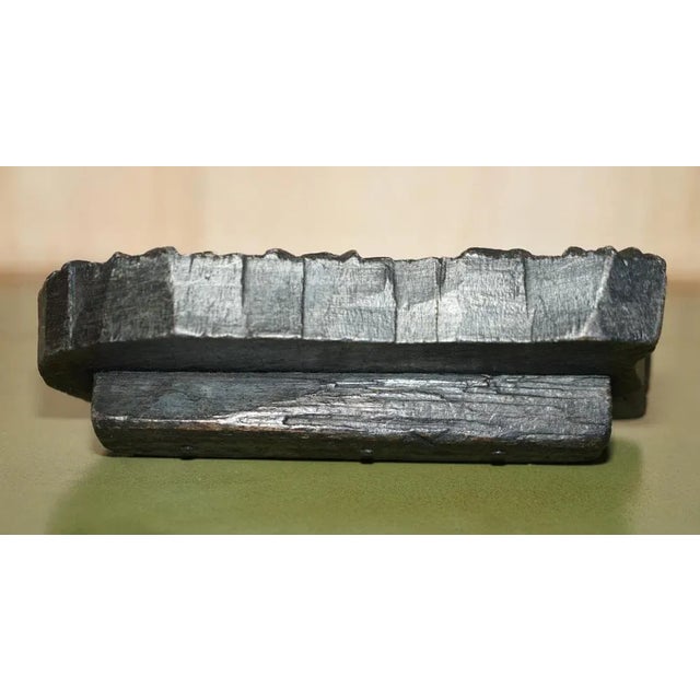 Antique Hand Carved Oval Floral Printing Block for Wallpaper For Sale - Image 6 of 12