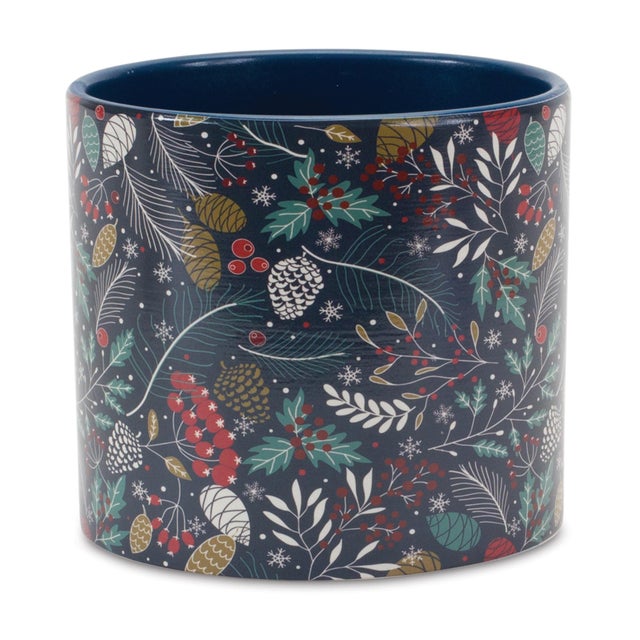 Contemporary Berry and Pine Tree Holiday Planter (Set of 4) For Sale - Image 3 of 6