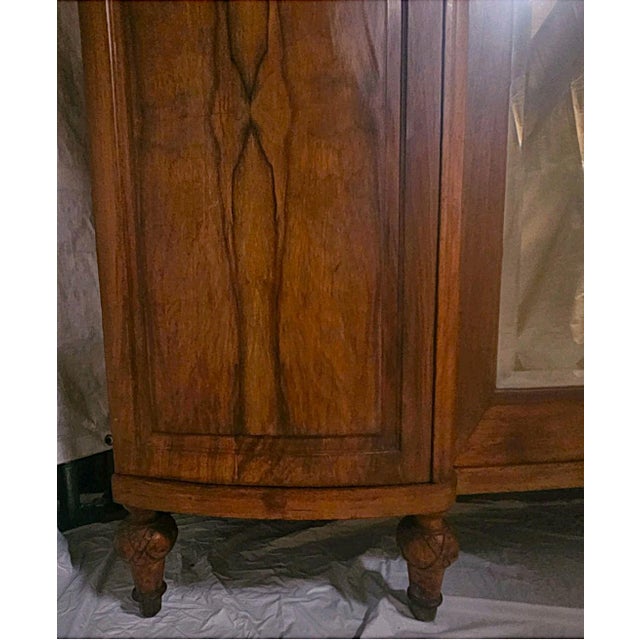 Antique French Burl Walnut Armoire Wardrobe Mirror Carved Cabinet Circas 1920s For Sale In Los Angeles - Image 6 of 18