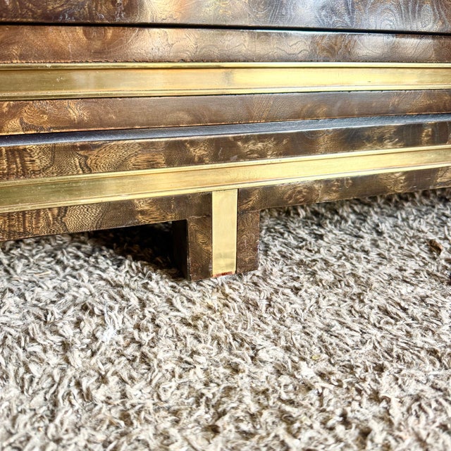 Hollywood Regency Burlwood and Brass Credenza by Mastercraft For Sale - Image 12 of 12