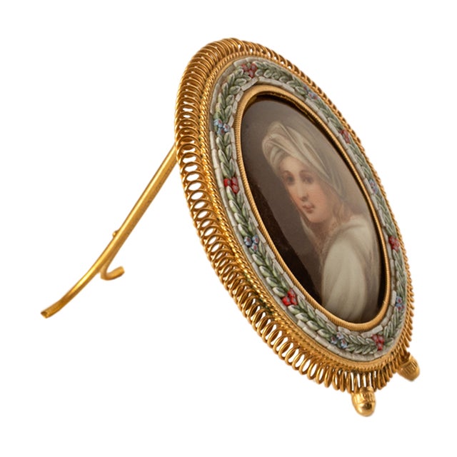 Late 19th Century Antique Italian Micro Mosaic Miniature Portrait Painting Porcelain Guido Reni, 1895 For Sale - Image 5 of 18