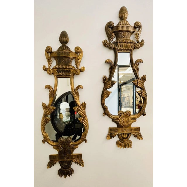 French Pair of Giltwood Mirrors, Wall, Console or Pier Mirrors, Italian, 1960s For Sale - Image 3 of 12