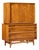 Young Manufacturing Mid Century Walnut Curved Gentlemans Chest Highboy Dresser For Sale