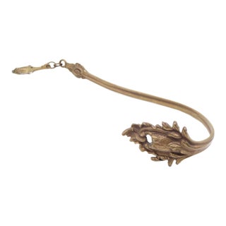 Mid 20th Century Reclaimed French Brass Drapery Curtain Tie Back Hook For Sale