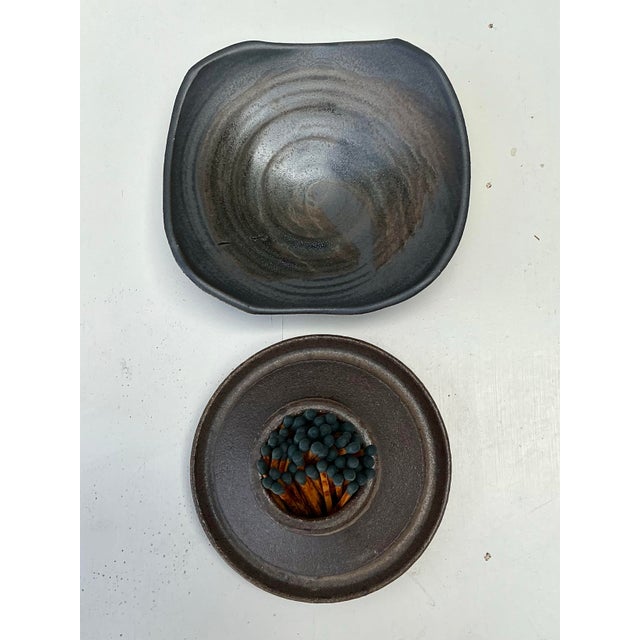 Vintage Original Studio Pottery Match Strike Set For Sale - Image 11 of 12