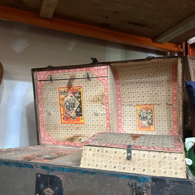 1970s Wooden Trunk With Detailed Interior Compartments For Sale In Atlanta - Image 6 of 9