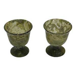 Pair of Translucent Celadon & Spinach Jade Cups – Chinese