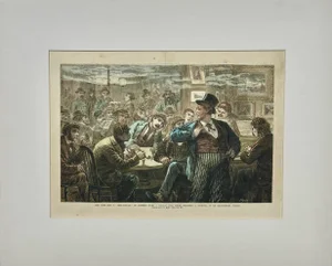 New York City on a Saturday Night, Original Engraving, 1873