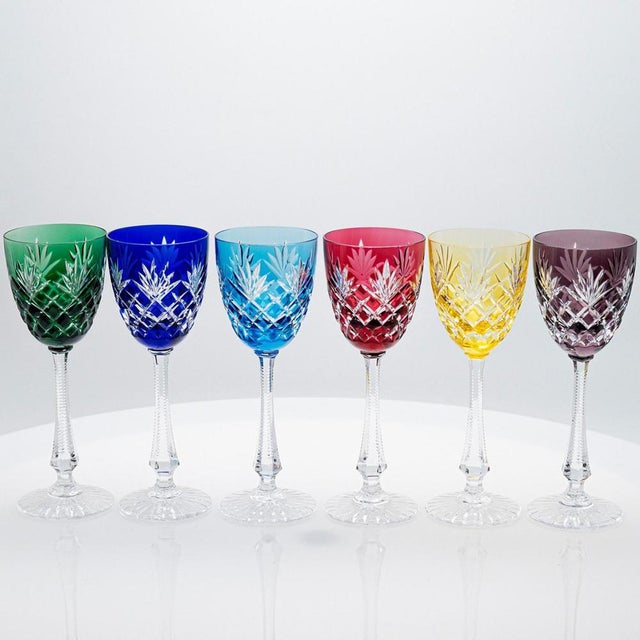 Blue Ice Crystal Glasses attributed to Sèvres, France, 1960, Set of 6 For Sale - Image 8 of 10