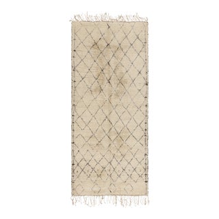 Vintage Moroccan Rug in Beige and Black Diamond Patterns, From Rug & Kilim For Sale