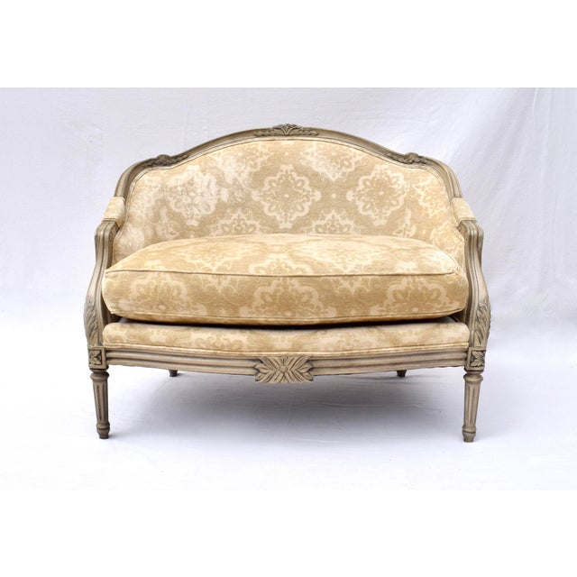French French Louis XvI Style Marquise Loveseat & Ottoman For Sale - Image 3 of 12