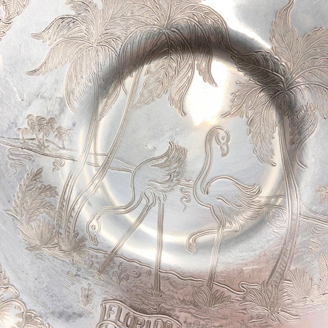 Mid-Century Modern 1940s Hammered Aluminum Florida Flamingo Tray For Sale - Image 3 of 7