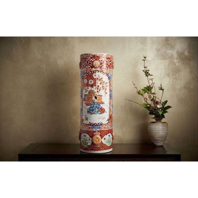 Late 19th/Early 20th Century Japanese Kutani Porcelain Cylindrical Umbrella Stand For Sale In New York - Image 6 of 6