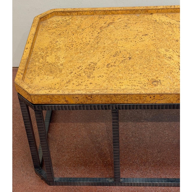 French Modern Style Cork-Top Cocktail Table with Wrought Iron Base, France For Sale - Image 13 of 15