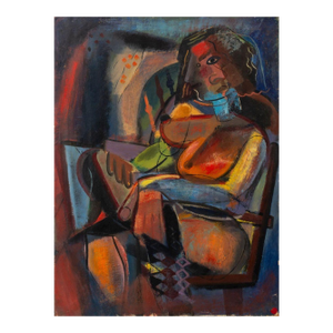 Charles Liberte Cubist Seated Female Nude Oil