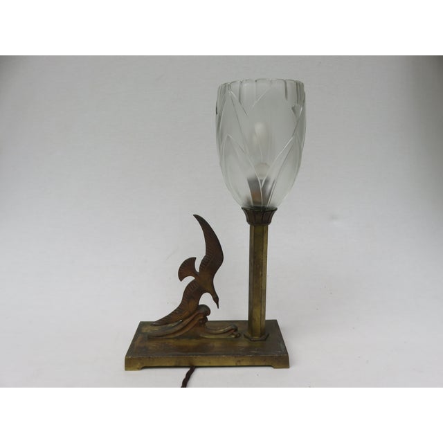 Art Nouveau Seagull Table Lamp For Sale - Image 5 of 17