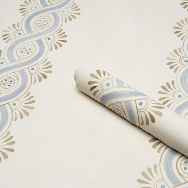Schumacher Schumacher Leonidis Stripe Wallpaper In Blue For Sale - Image 4 of 6