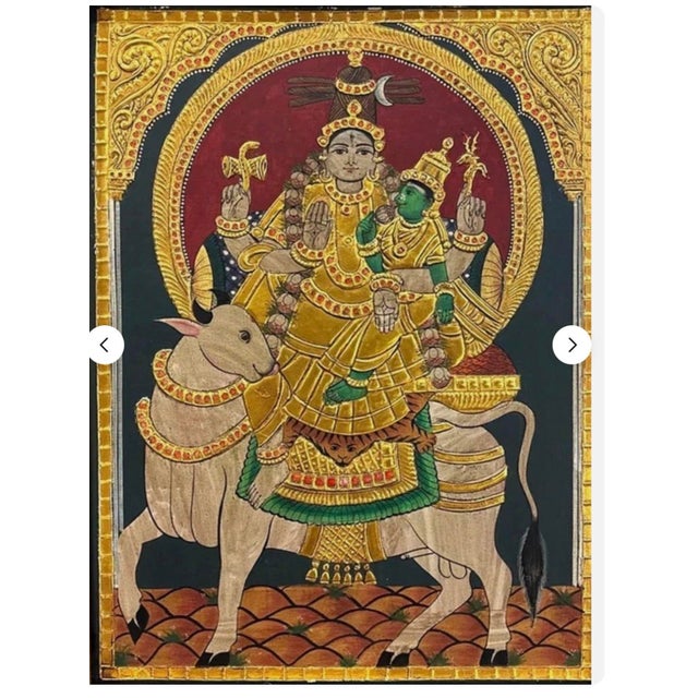 1950s Tanjore Painting Shiva Parvati For Sale - Image 14 of 14