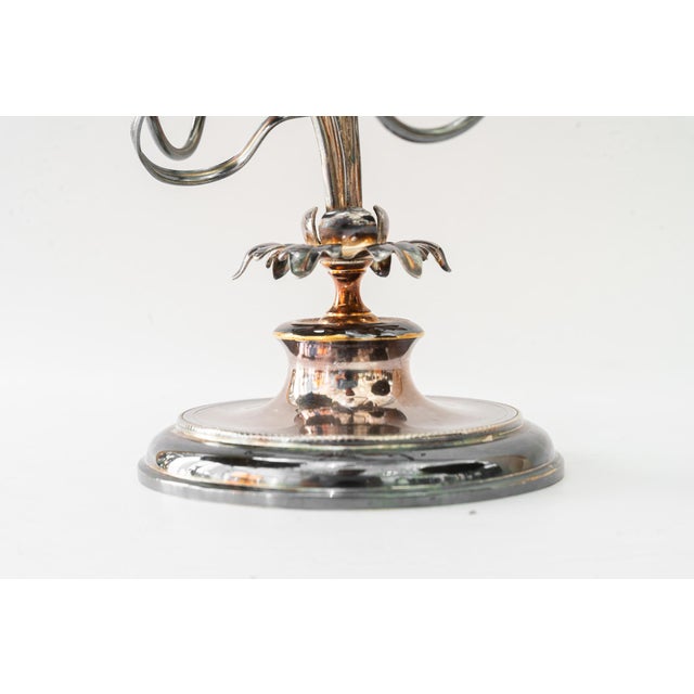 Brass silvered jugendstil candle holder for 3 candles vienna around 1908 Original condition