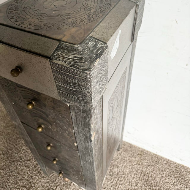 1990s Postmodern Carved Jewelry Chest/Lingerie Armoire For Sale - Image 5 of 12