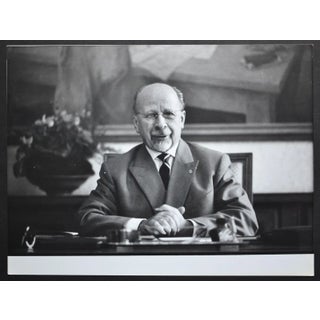 Walter Ulbricht Posing at a Desk, East Germany, 1950s For Sale