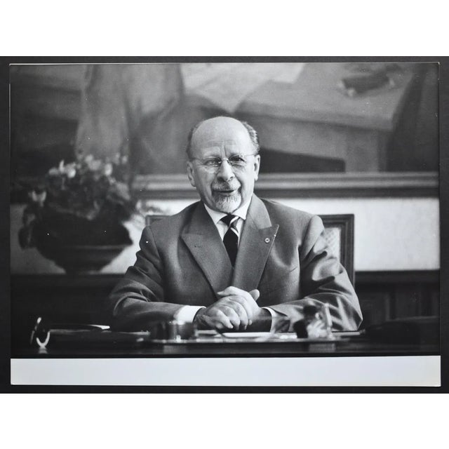 Walter Ulbricht Posing at a Desk, East Germany, 1950s For Sale