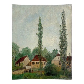 1930 Pierre Farge the Farm Oil on Canvas For Sale