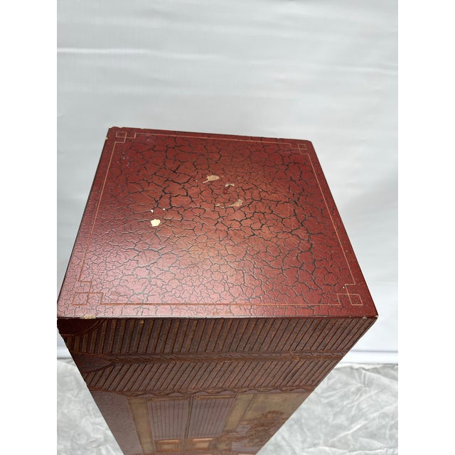 Antique Chinese Coromandel Style Pedestal For Sale - Image 10 of 12