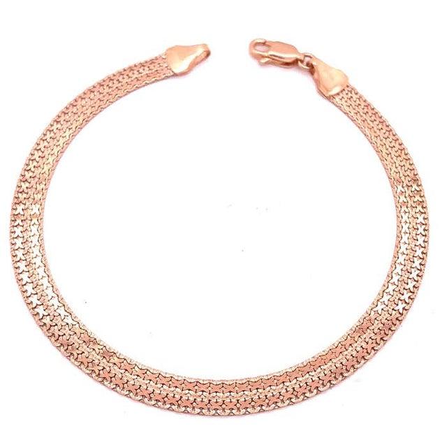 Metal 14 Karat Rose Gold Fancy Link Bracelet, Italian For Sale - Image 7 of 7