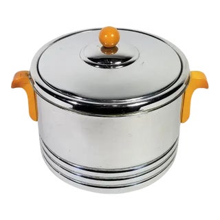1930s Art Deco Ice Bucket Chrome and Bakelite For Sale